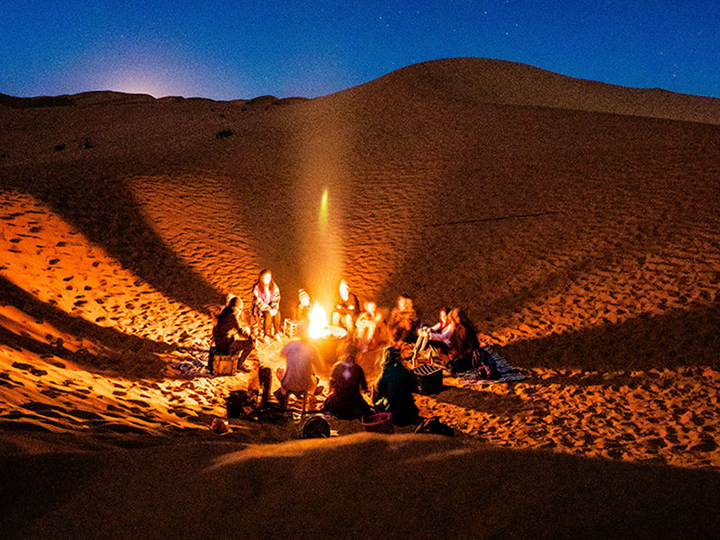 Morocco desert campfire